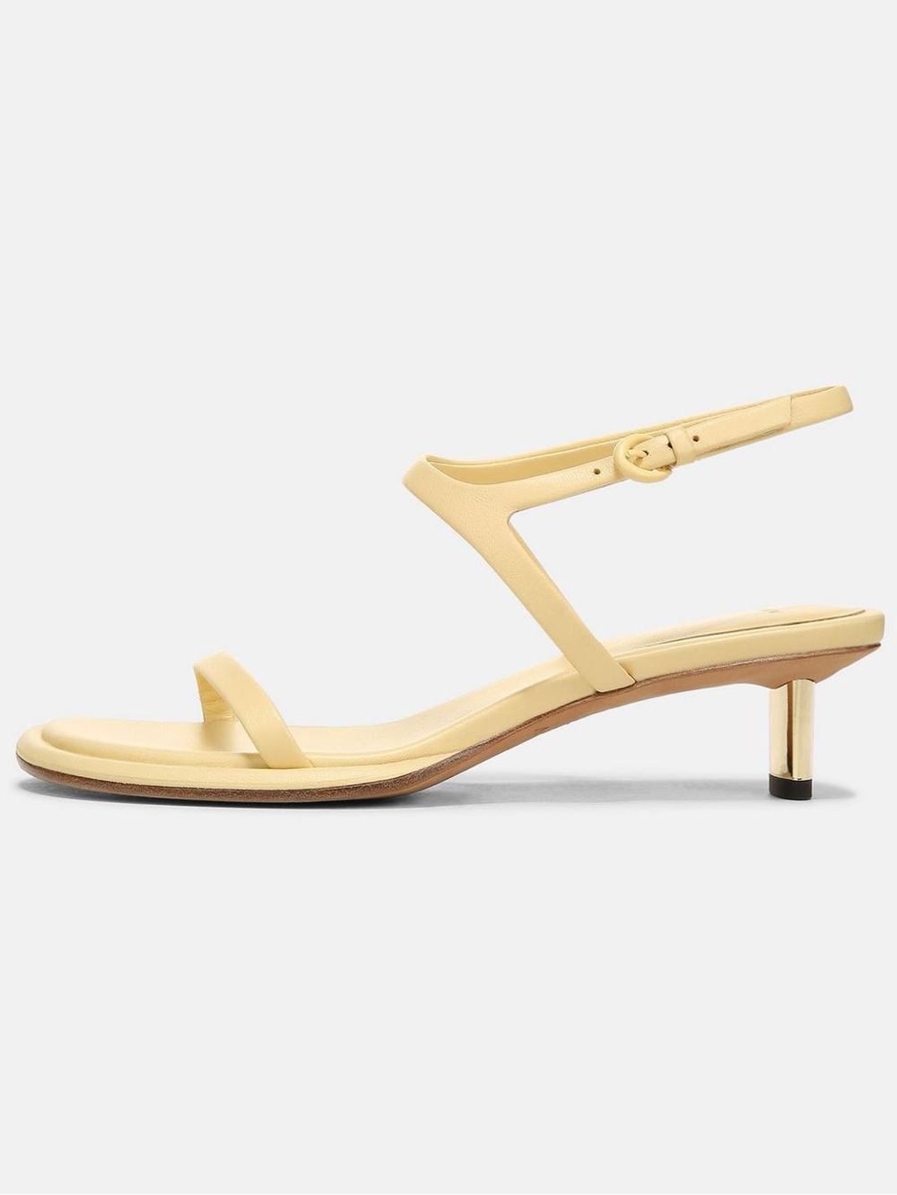 Vince Ester Leather Sandal - Butter Yellow Gold Kitten Heel Ankle Strap Sandals - Picture 4 of 4